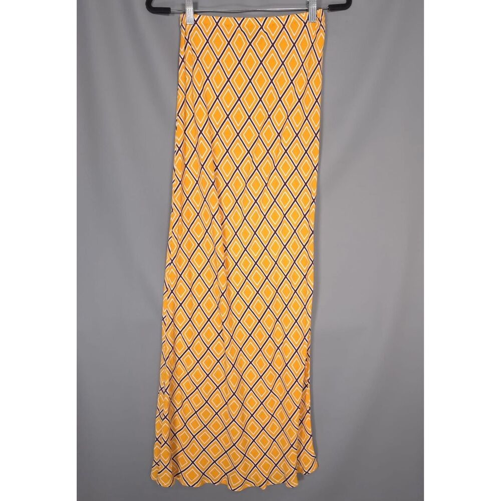 FAITHFULL THE BRAND Yellow Geometric Maxi Skirt 100% Rayon‎ Women Size 4 SMALL